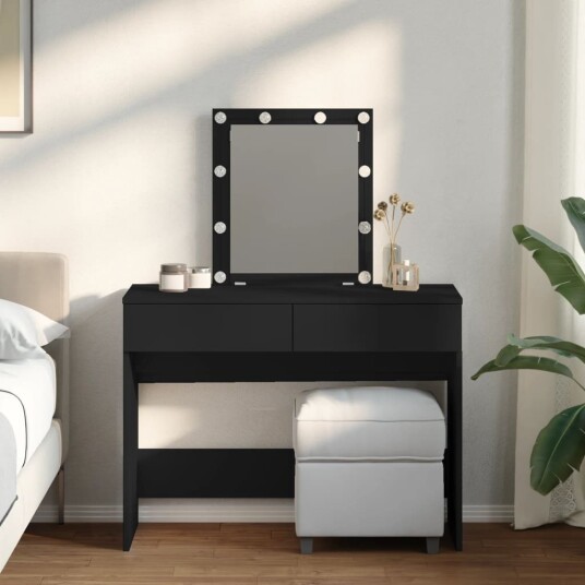 Sminkebord med LED svart 100x40x130 cm 8721102816154