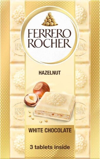 Ferrero Rocher Hvit Sjokoladeplate med Hasselnøtter 90 gram