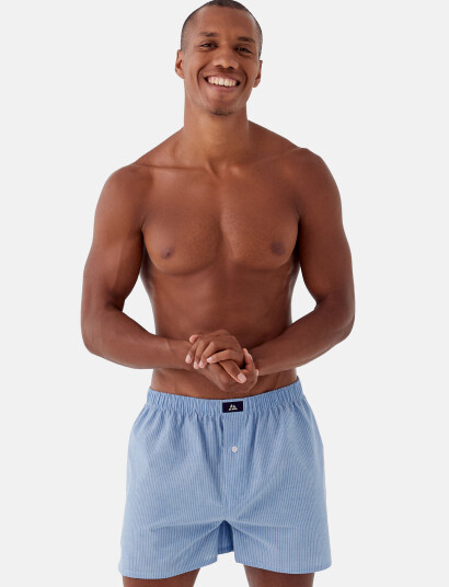 Danish Endurance Men"s Organic Woven Boxers - Blue - XL