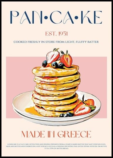 Fluffy Greek Pancakes Poster Plakat / 40x50cm