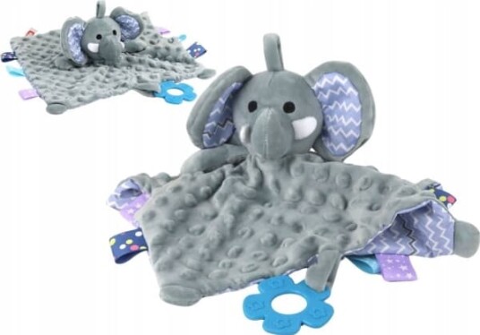LeanToys Elephant Plysj koseteppe Nobs Teether Rattle LeanToys Elephant Plysj koseteppe Nobs Teether Rattle