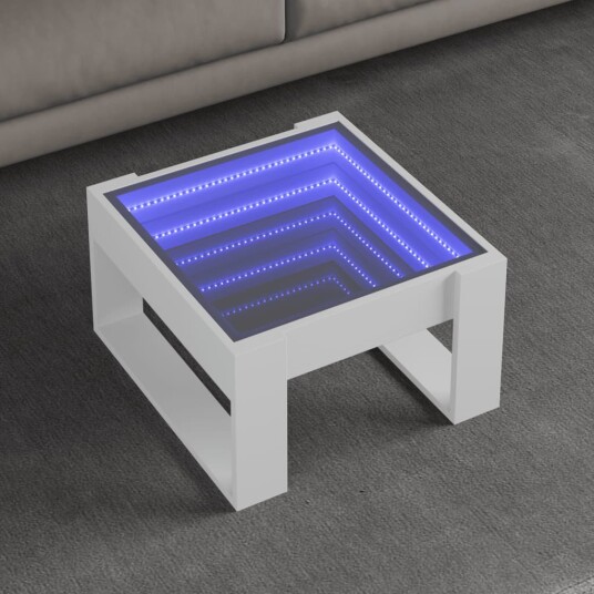  Salongbord med Infinity LED hvit 50x53x30 cm 847623