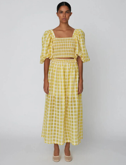 Stella Nova Delicate Checked Maxi Dress - Yellow - 40 Stella Nova Delicate Checked Maxi Dress - Yellow - 40