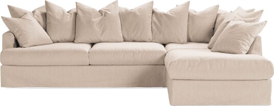 Menard 4 seters Høyrevendt Dyp L formet Sjeselongsofa i Stoff Beige