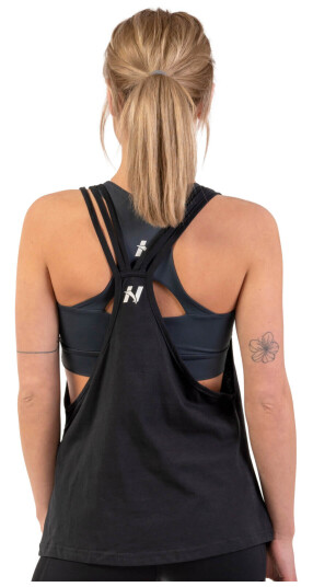 Nebbia S/L Loose Cross Back Tank Top 'Feeling Good' black medium