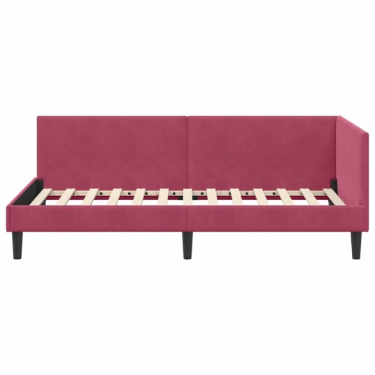 Hjørnesengramme Vinrød 80 x 200 cm Fløyel og konstruert tre Hjørnesengramme Vinrød 80 x 200 cm Fløyel og konstruert tre