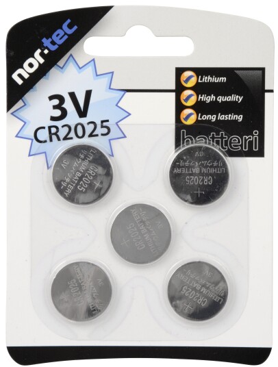 BATTERI CR2025 LITHIUM 3V 5STK