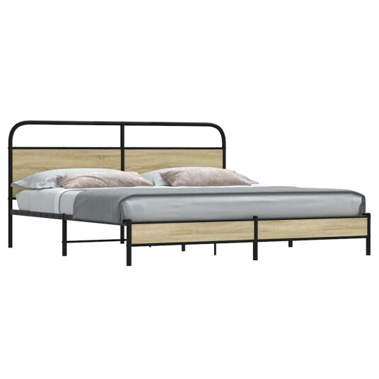 Sengeramme i metall uten madrass sonoma eik 193x203 cm 8721158549594