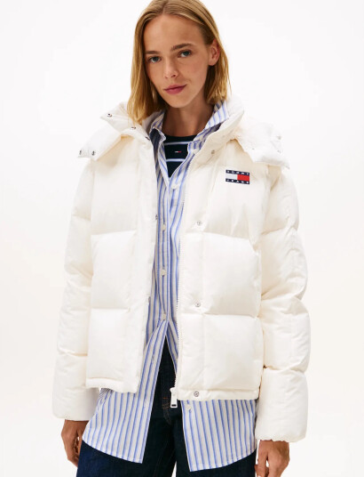 Tommy Jeans Tjw Alaska Grid Down Jacket Ext - Cream - XL Tommy Jeans Tjw Alaska Grid Down Jacket Ext - Cream - XL