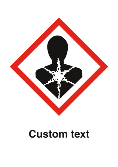 GHS 08 Faresymbol skilt - Kronisk helsefare med valgfri tekst - A4 297 x 210 mm - Refleks aluminium