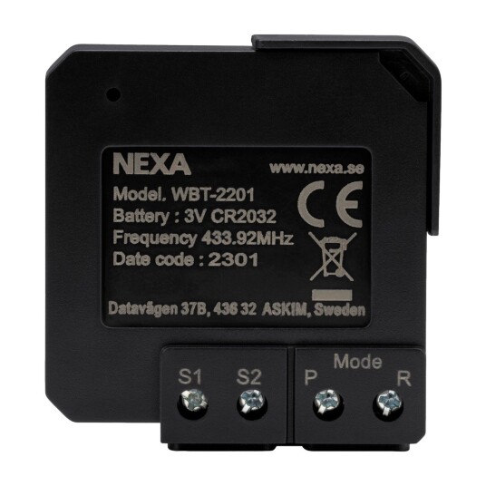 Nexa innbyggingssender med batteri og to kanaler WBT-2201 - 4514584 Nexa innbyggingssender med batteri og to kanaler WBT-2201 - 4514584