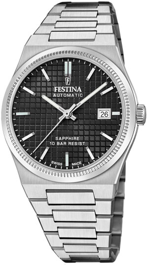 Festina Herreklokke F20028 4 Swiss Made Sort/Stål Ø40 mm