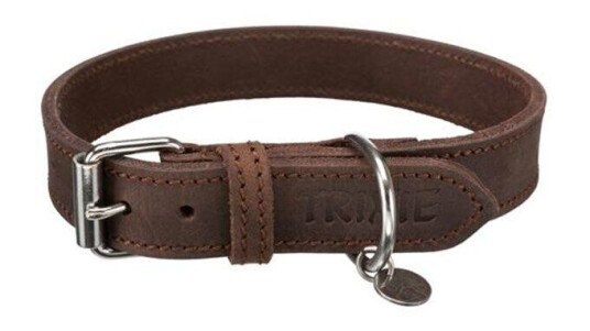 Trixie Rustic Fatleather Collar M: 3744 cm/25 Mm Dark Brown