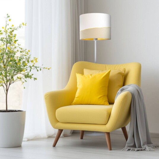 Euluna Gulvlampe Susan, hvit/beige/gull