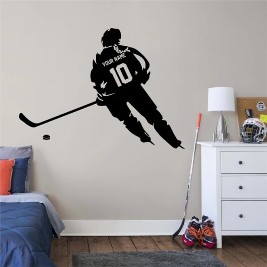 Wallstickers Hockey Girl Player / Personlig navn og nummer / 02