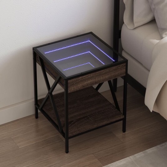  Salongbord med Infinity LED brun eik 40x40x49 cm 3284100