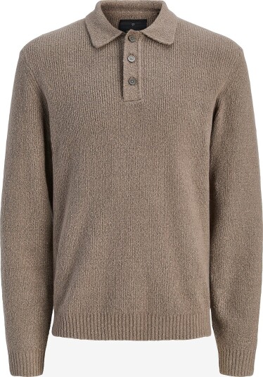 Jack & Jones Genser Jprblawesley Knit Polo Ls Bf Ln Grå