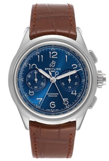Breitling Herreklokke AB1510171C1P1 Premier B15 Duograph 42 Blå/Lær