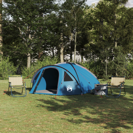 Camping Telt med tak Blå 308 x 268 x 130 cm Polyester Camping Telt med tak Blå 308 x 268 x 130 cm Polyester