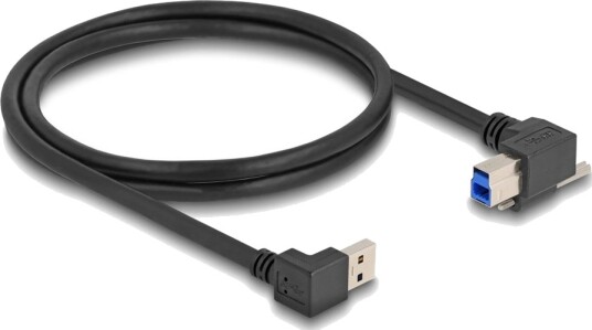 Delock Usb 5 Gbps Kabel Usb Type A Hann Vinklet 90° Nedover Til Usb Type B Hann Med Skrue Vinklet 90° Til Høyre