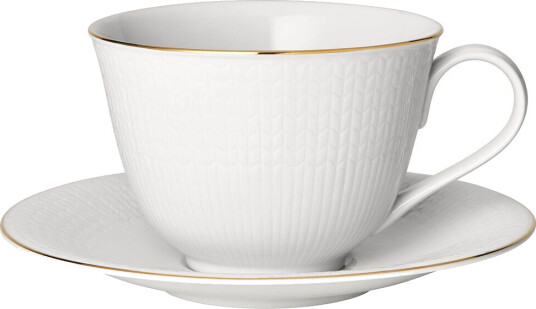 Rörstrand Swedish Grace Gala tekopp med fat Hvit Rörstrand Swedish Grace Gala tekopp med fat Hvit
