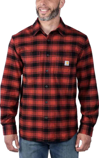Carhartt Men's Flannel Long Sleeve Plaid Shirt XXL , Red Ochre