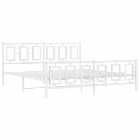  Sengeramme i metall med hodeog fotgavl hvit 180x200 cm