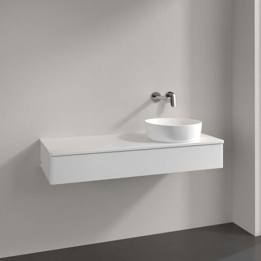 Villeroy & Boch Antao Servantskap med 1 skuff 120x50x19 cm u/lys Hvit Høyglans Villeroy & Boch Antao Servantskap med 1 skuff 120x50x19 cm u/lys Hvit Høyglans
