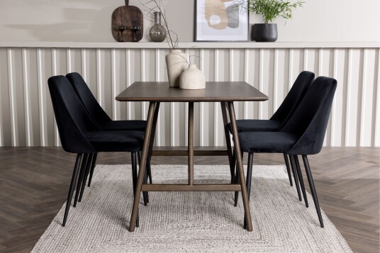 Venture Home Kaseidon Spisegruppe 120 cm Rektangulær med 4 Night Stoler Sort