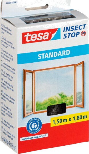 Tesa Insect Stop Standard Myggnett til Vindu - 1,5x1,8m - Svart