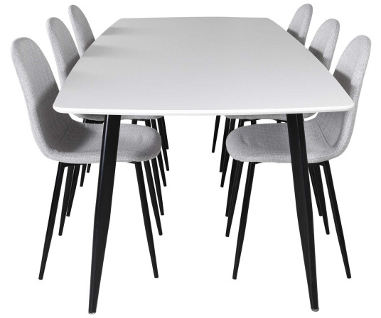 Venture Design Polar & Polar spisegruppe Hvit/grå 6 st stoler & bord 240 x 100 cm