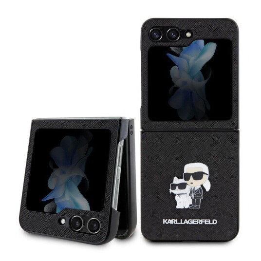Samsung Karl Lagerfeld Samsung Galaxy Z Flip 5 Deksel NFT Karl & Choupette Pin Saffiano Svart Samsung Karl Lagerfeld Samsung Galaxy Z Flip 5 Deksel NFT Karl & Choupette Pin Saffiano Svart