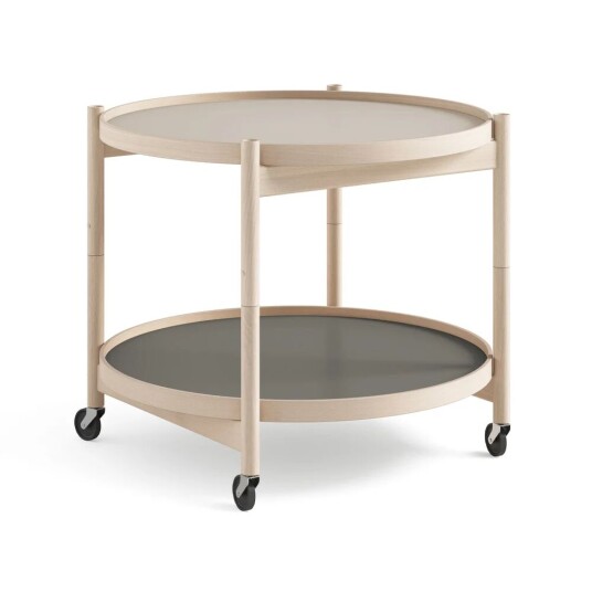Brdr. Krüger Bølling Tray Table model 60 rullebord stone, ubehandlet bøkestativ