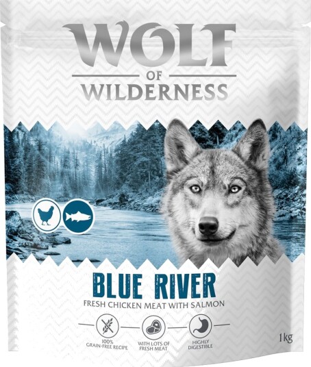 Wolf Of Wilderness Tørrfôr Adult Blue River Laks Ny Oppskrift 1 kg