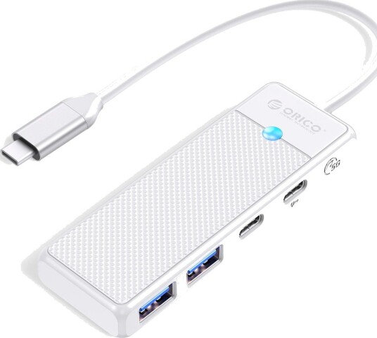 Orico PAPW2AC-C3 USB-hub med 4 Porter 2x USB-A 3.0, USB-C 3.0 og PD 100W 0,15m Hvit