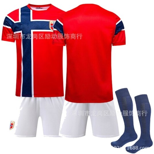 2026 World Cup Norges landslag Hjemmebane Barn Voksen Drakt + Shorts + Sokker