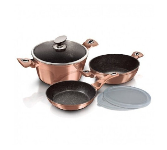 Berlinger Haus Bh/7047 Mixed Set Rosegull Aluminium Marmor Ergonomisk Mykt Grep Keramisk Gass Halogen Induksjon Berlinger Haus Bh/7047 Mixed Set Rosegull Aluminium Marmor Ergonomisk Mykt Grep Keramisk Gass Halogen Induksjon