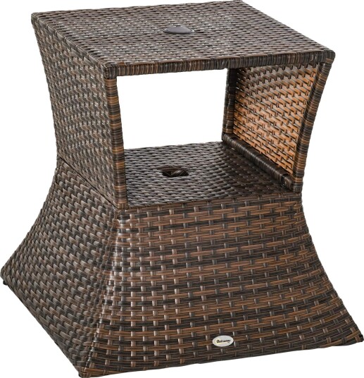Brunt polyrattan sidebord for terrasse 54x54x55 cm
