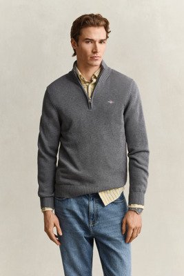 GANT Casual Cotton Half Zip - Grey - XXXL