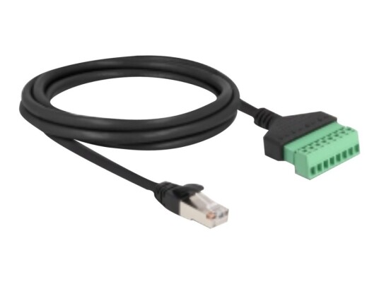 Delock Nettverkskabel 8-Pins Terminalblokk Hunn Til Rj-45 Hann 2 M Utp Cat 6 Svart