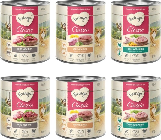 Feringa Classic Meat Meny Blandet Pakke Iii Kanin & Kalkun Lam & Okse And & Kalv 24 X 800 G
