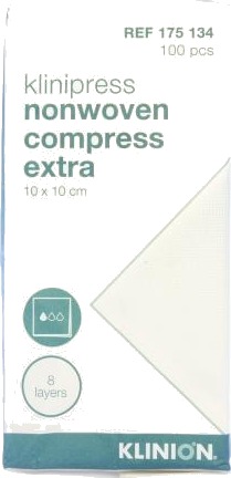 Kompress nw Klinion 10x10cm 8lag usteril 100 stk Kompress nw Klinion 10x10cm 8lag usteril 100 stk