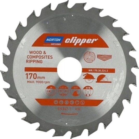 Norton Sagblad 170 Mm X 30 Mm X 24 T Tre Og Kompositter Atb (2,8 / 1,8)