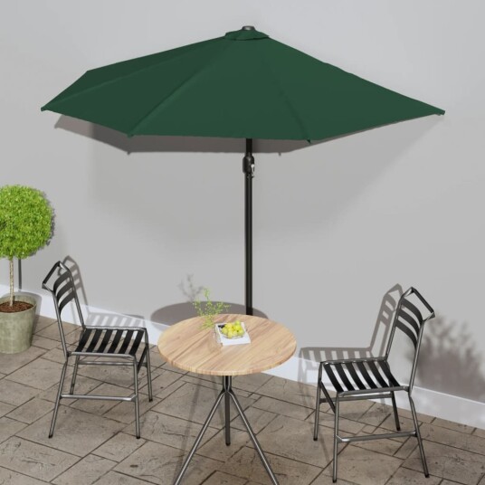 vidaXL Balkongparasoll med aluminiumsstang grønn 270x135 cm halv