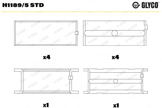 Veivaksellager GLYCO H1189/5 STD