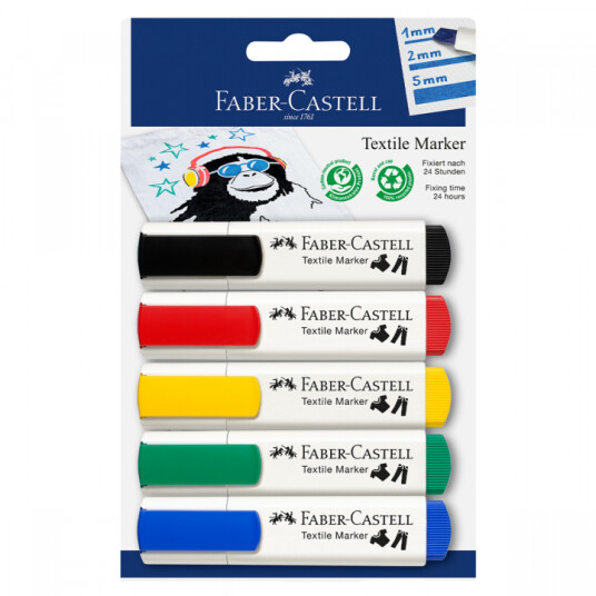 Faber-Castell Tekstiltusj Textilmarker Basic 5-set