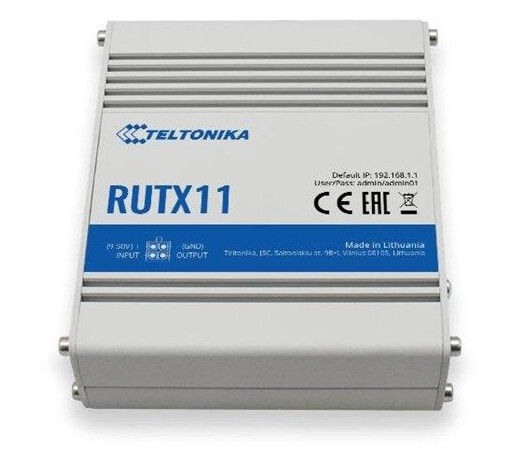 Teltonika RUTX11 Dual SIM Industrial Router 4G Gigabit Wi-Fi 5 Din-Monterbar Grå