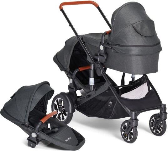 Beemoo Maxi 4 Twin Søskenvogn inkl. Søskensete Black/Black