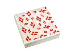 Serviet 3-Lag L33xb33cm Med Danske Flag Hvit,12 Pk X 50 Stk