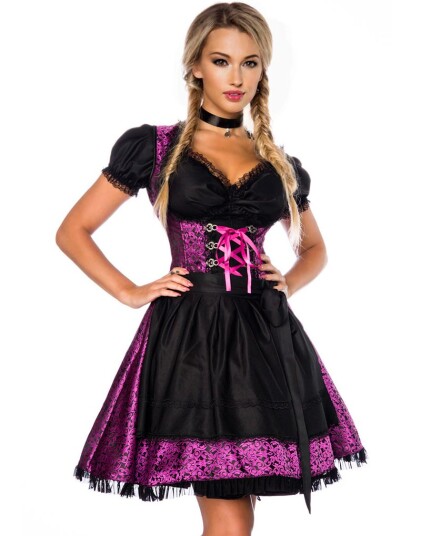 Lekker Svart og Lilla Luksus Oktoberfestkjole Strl S